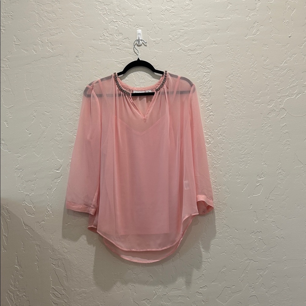 Liz Claiborne Soft Pink Sheer Blouse